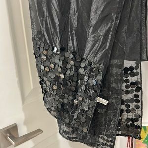 One Size Women's Sheer Shawl Wrap Black Sequins, 100 percent polyester .70X20